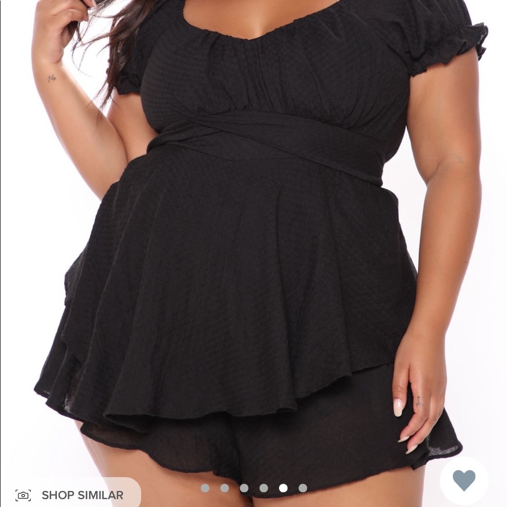 Amelia off shoulder romper. Ties in the back.